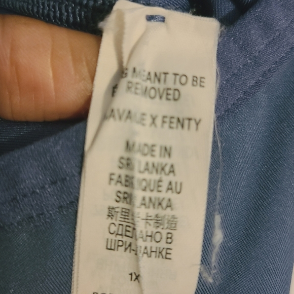 Savage Fenty | Women's Navy Blue V-Neck Sports Bra With Orange Stripe (Size 1X) - Picture 3 of 13